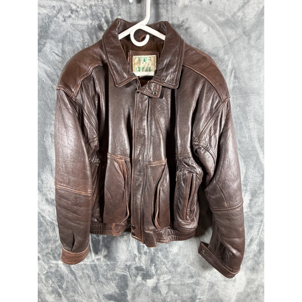 Overland Outfitters Vintage Brown Leather Aviator Jacket Sz 38  (Men S Women M)